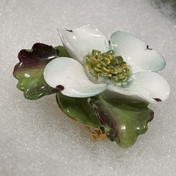 Staffordshire Dogwood Flower Brooch Circa 60s Cara China English Handcrafted VTG - Picture 6 of 8